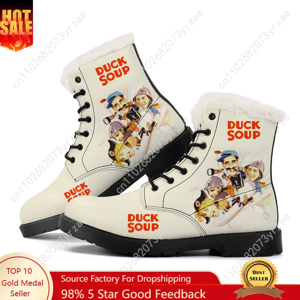 

Duck Soup Plush Boot Mens Womens Teenager Casual Shoe Outdoor Warm Boot High Quality Personalized Fashion Pattern Custom Shoes
