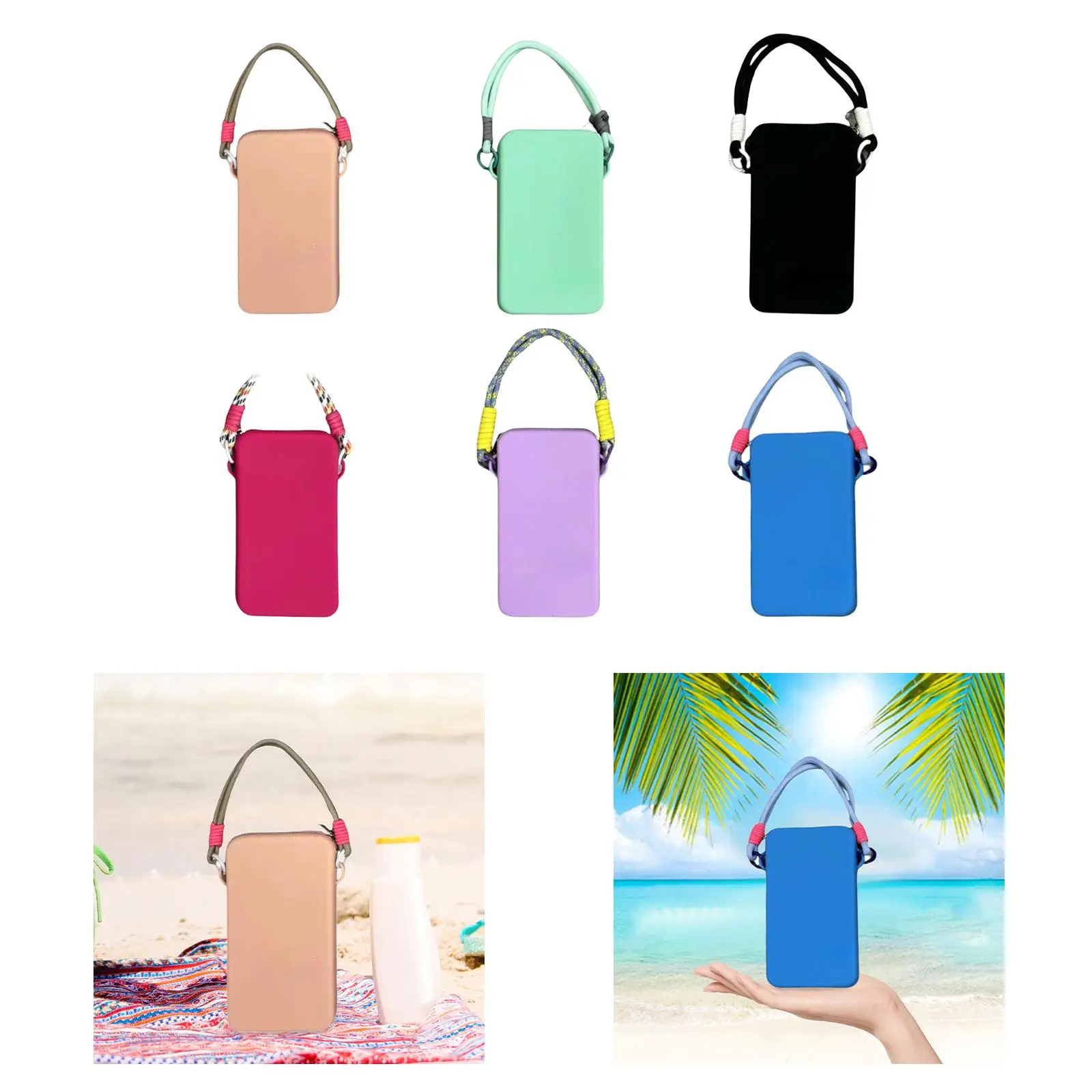 Silicone Phone Holder Zippered Lightweight Pouch Portable Compact Storage Organizer for Shopping Daily Use Women Girl Vacation