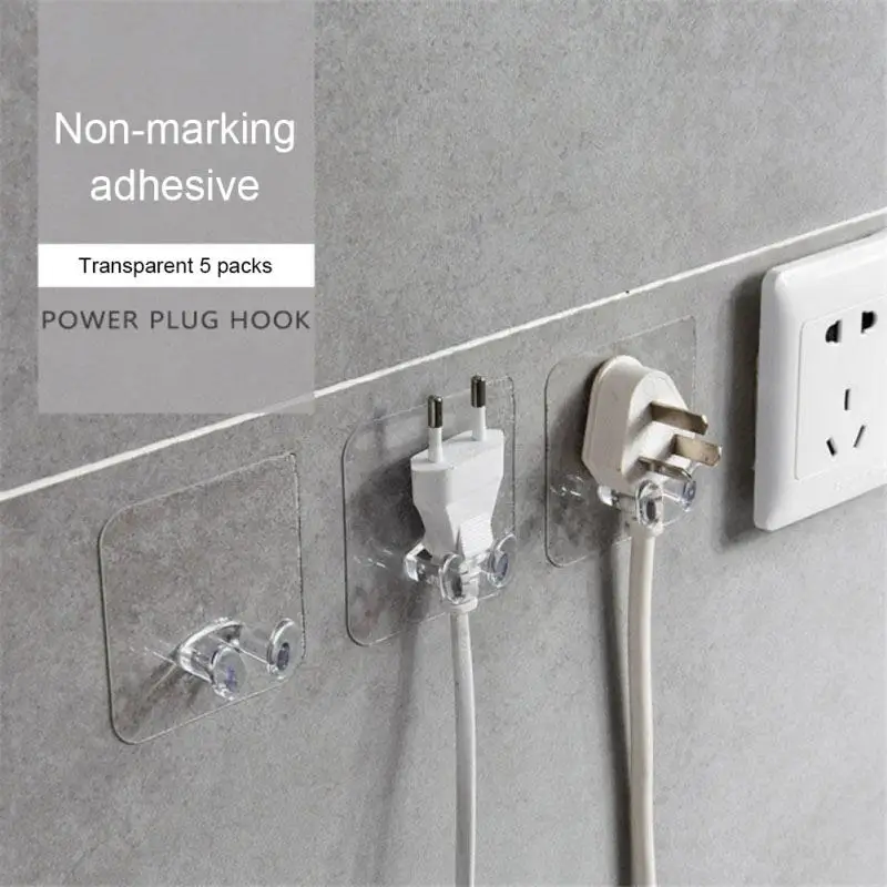 Wall Storage Hook Punch-free Power Plug Socket Holder Kitchen Stealth Hook Wall Adhesive Hanger Office Bedroom Storage