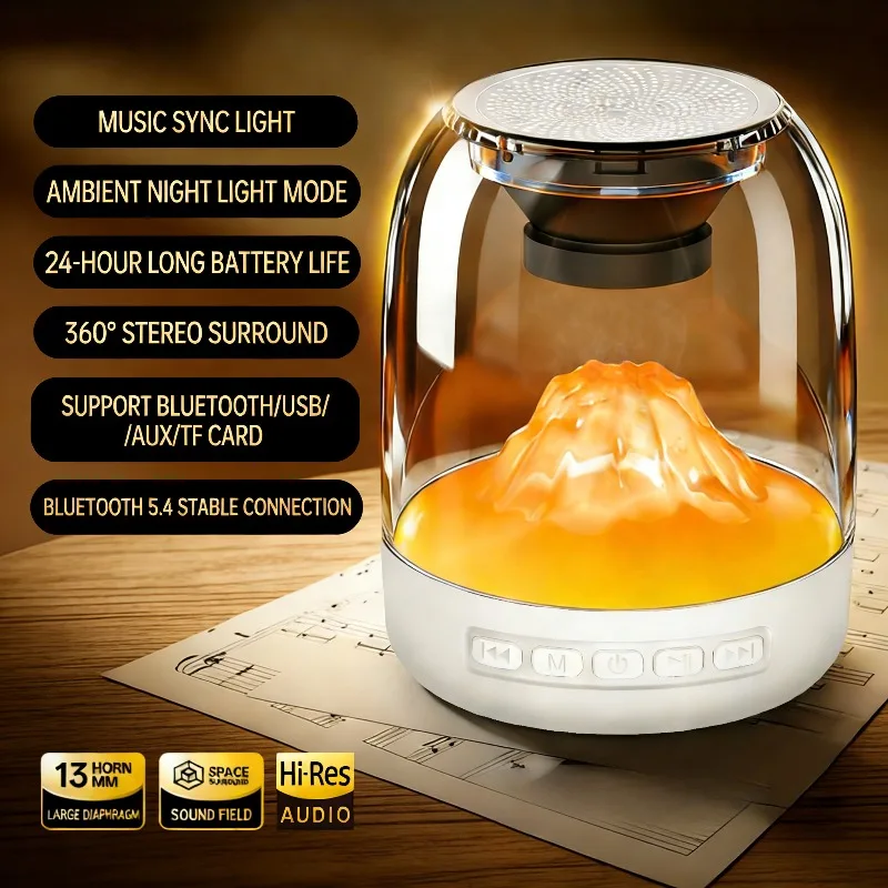 

2026 Новый кристаллический Bluetooth-динамик — беспроводной сабвуфер с RGB-подсветкой настроек, многофункциональная настольная аудиосистема для дома