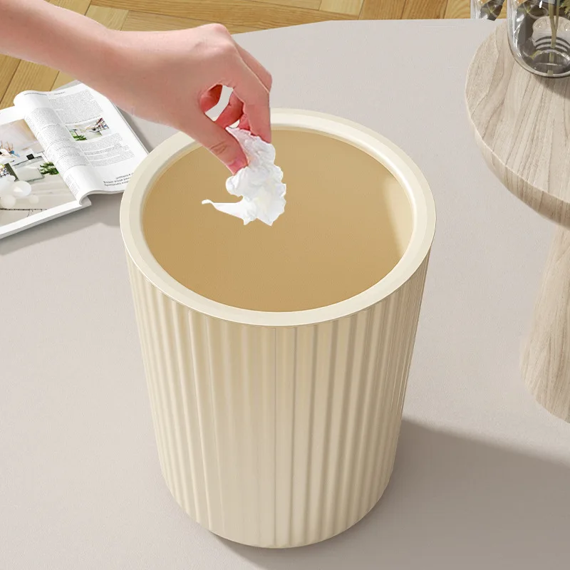 Solid color trash can without lid Large capacity bedroom bathroom Kitchen Collection art trash bin Wastebasket garbage bin