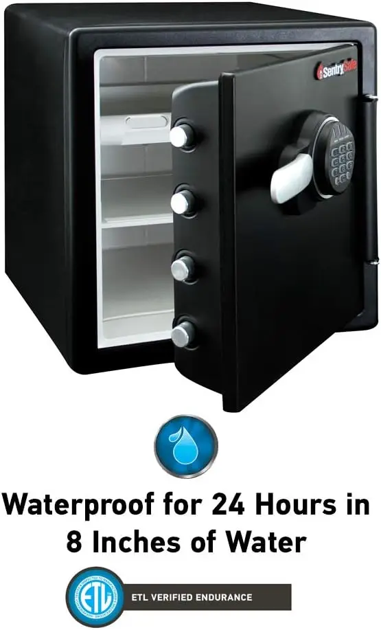 SentrySafe Fireproof and Waterproof Steel Home Safe with Digital Keypad Lock, Safe with Interior Lighting and Organization