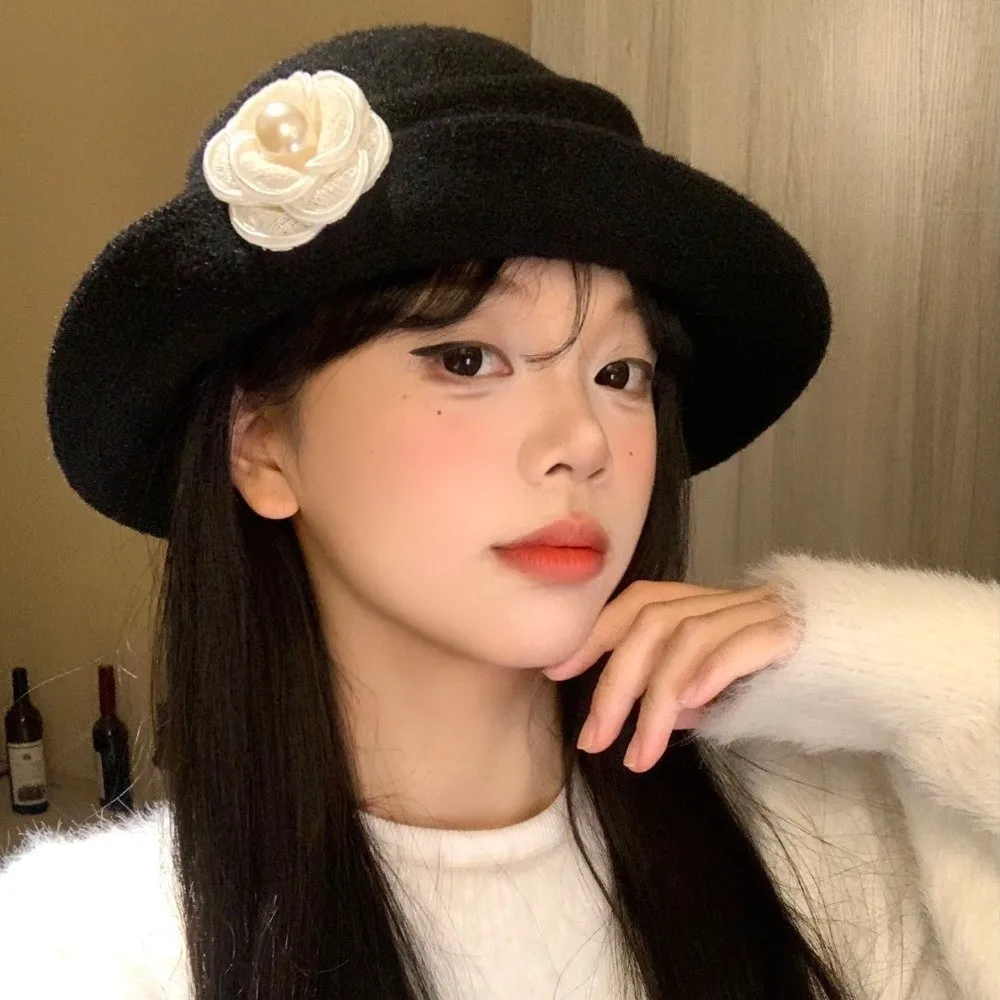 French Style Hepburn Style Topper Hat Woolen Wide Brim Black Felt Hat Flat-top Photography Decoration Women Jazz Hat Bride