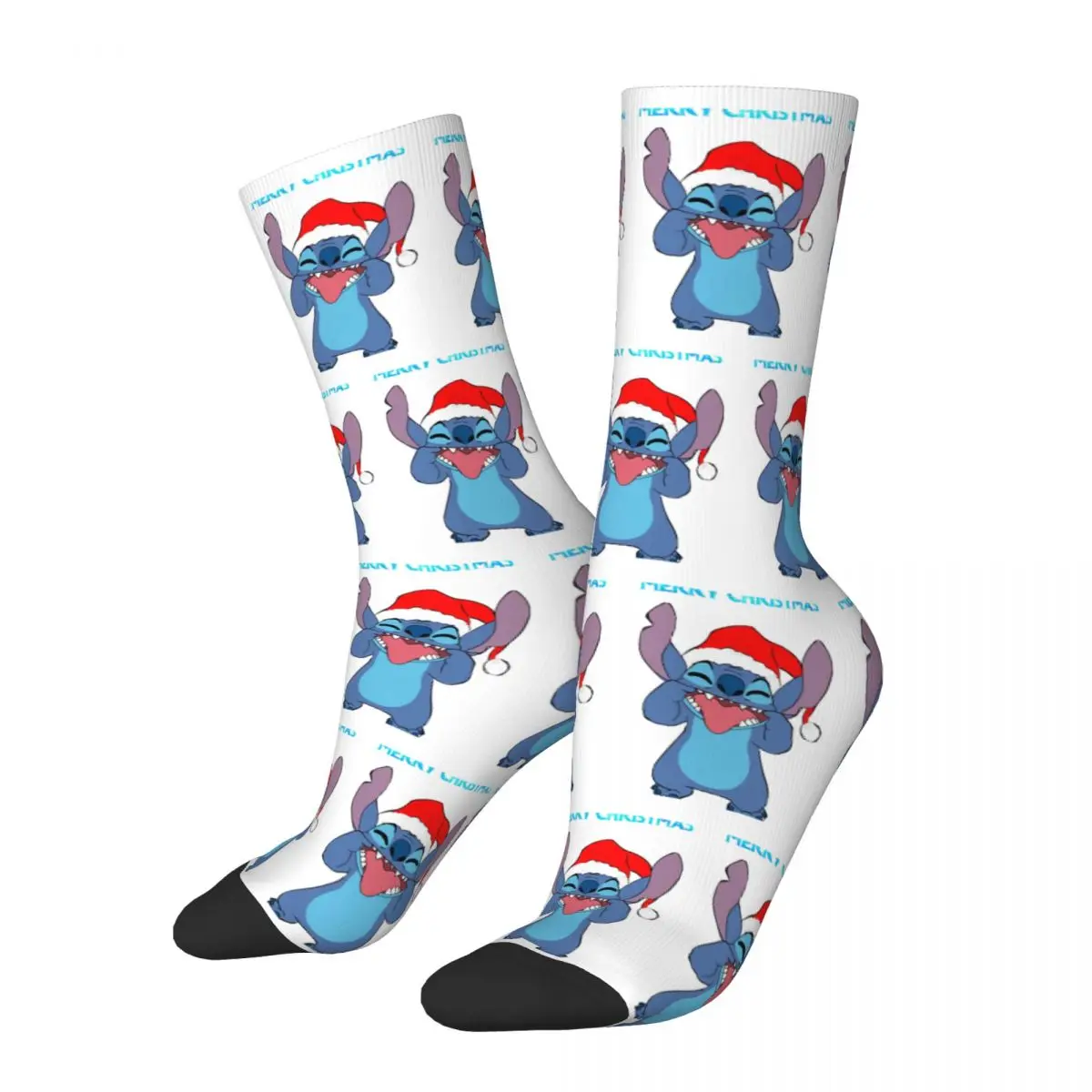 

Крутые баскетбольные носки Happy Christmas Stitch Lilo, длинные носки из полиэстера для унисекс, впитывающие пот