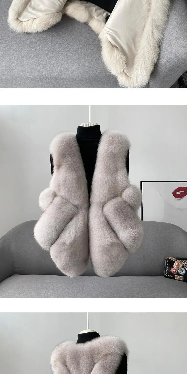 2024 autumn and winter new fox fur vest women's short coat young fur integrated vest winter coat women