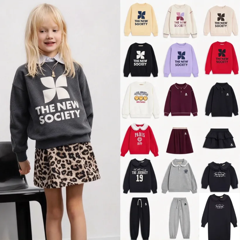 Children's Sweatshirt Plus Trousers 2026 Autumn And Winter New Cute Velvet Thickened Warm Boys And Girls Sweatshirt Cotton Dress