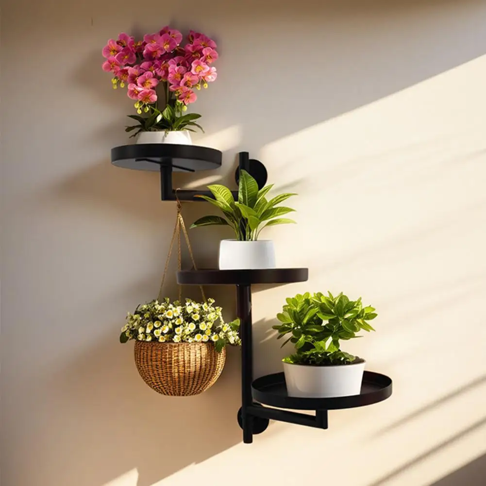 Wall-mounted Plant Display Indoor Plant Hanger Metal Rotating Plant Shelf Wall Mount Display Stand for Indoor Outdoor Home
