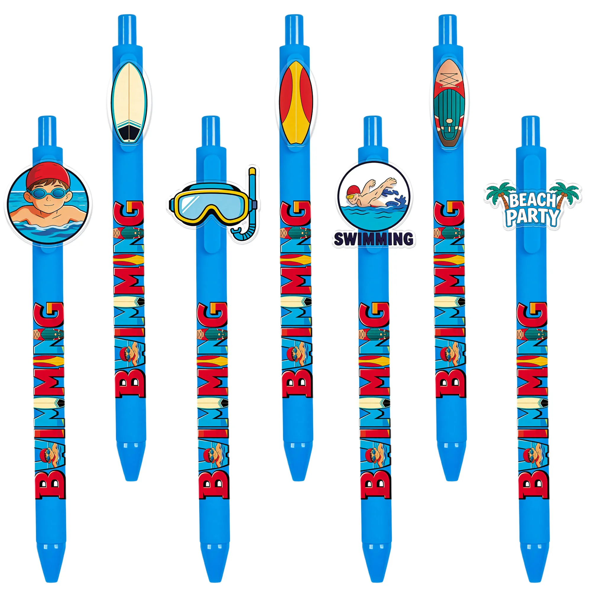

7 pieces / 14 pieces creative swimming-themed ballpoint pens. Swimming sport series push-button writing pens.