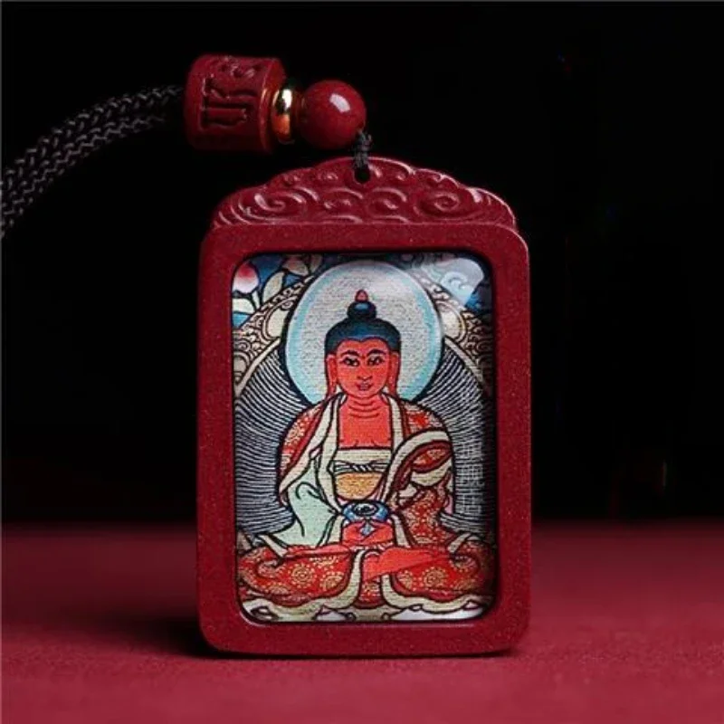 

Tibet Hand-Painted Thangka Pendant Purple Gold Sand Cinnabar Zodiac Zodiac Year of Birth Buddha Necklace Pendant Cinnabar Charm