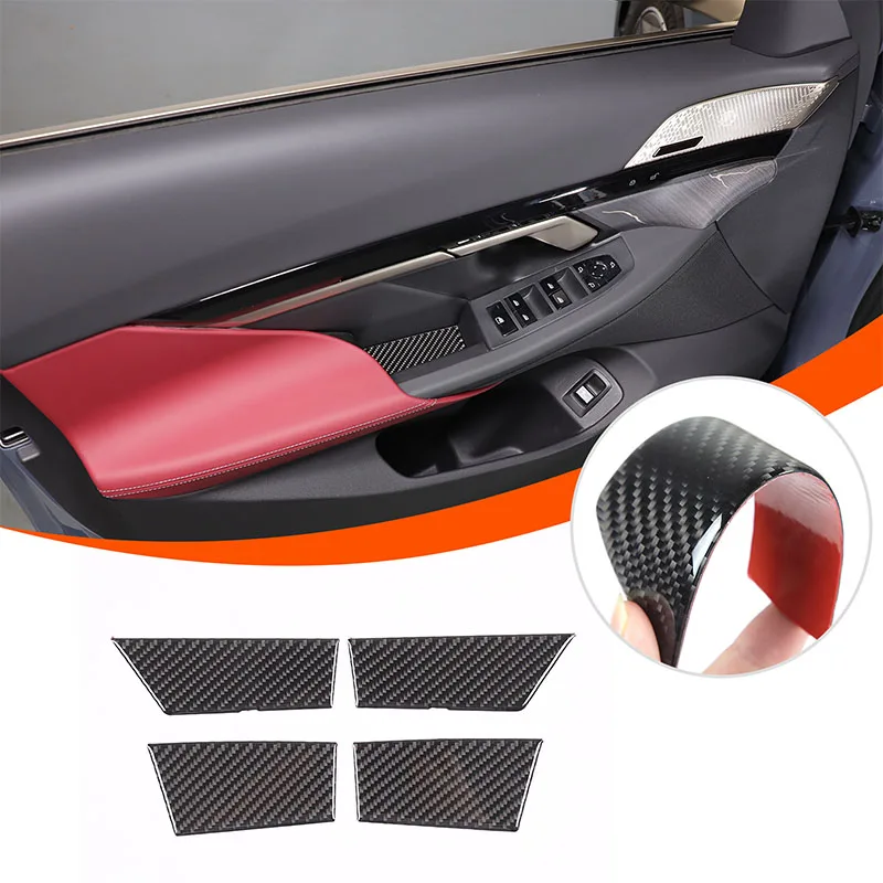 

For BMW 5 Series G60 2024+ soft carbon fiber styling car door storage box slot pad sticker interior protection accessories 4Pcs