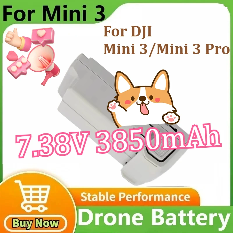 

For Mini 3 Battery Plus Capacity Flight Time 47 Minutes Compatible Mini 3/Mini 3 Pro RC Drone Accessories KINTESUN 7.38V 3850mAh