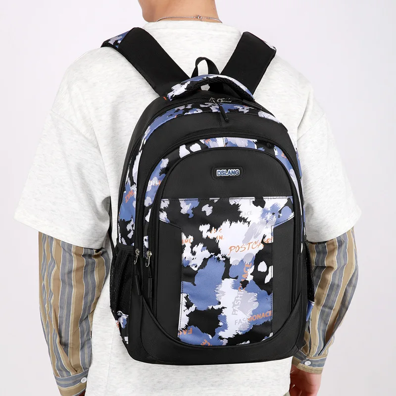 Creative Flower Printed College Student Backpack, Can Hold Laptop, Korean Style, Large Capacity, Men's Simple Versatile