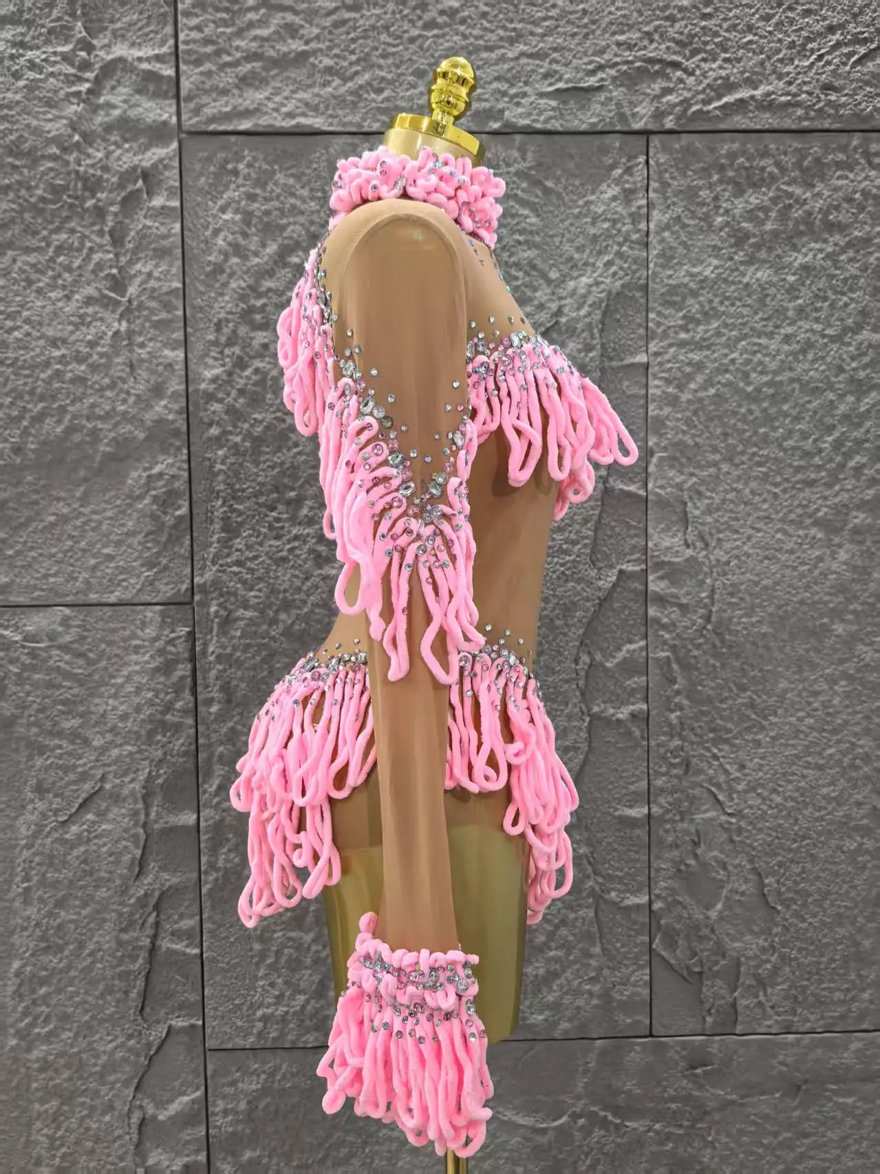 منفعل المرأة طويلة الأكمام مثير شبكة انظر من خلال Bodycon فستان قصير شرابات ملونة ملهى ليلي أداء الحفلات مرحلة ارتداء