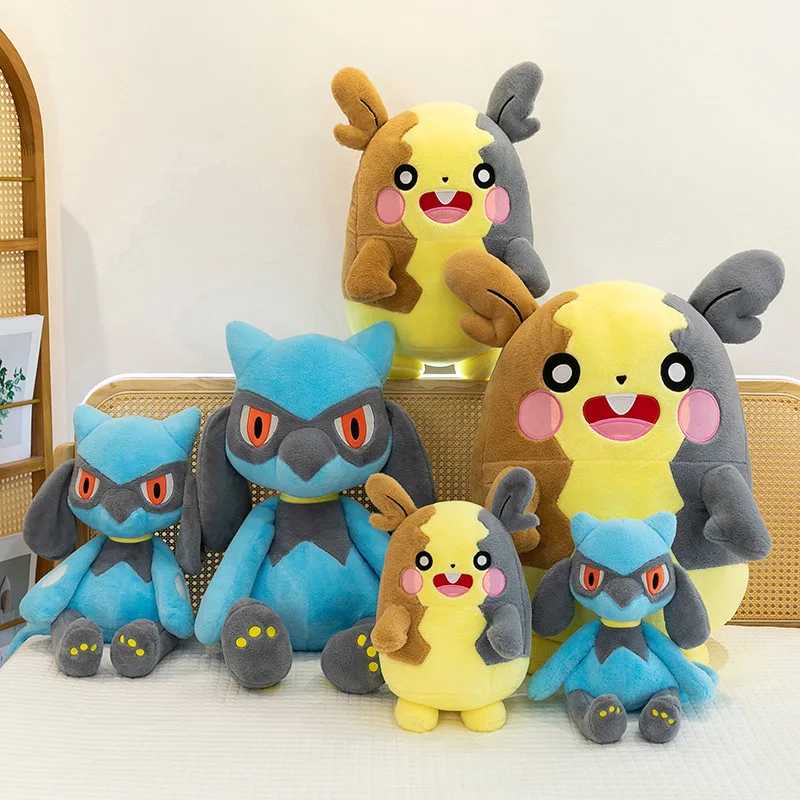 Pokemon Riolu Morpeko Lucario juguetes de peluche 40-80cm almohada Kawaii regalos de Navidad rellenos para niños Pokémon Anime muñecos de peluche