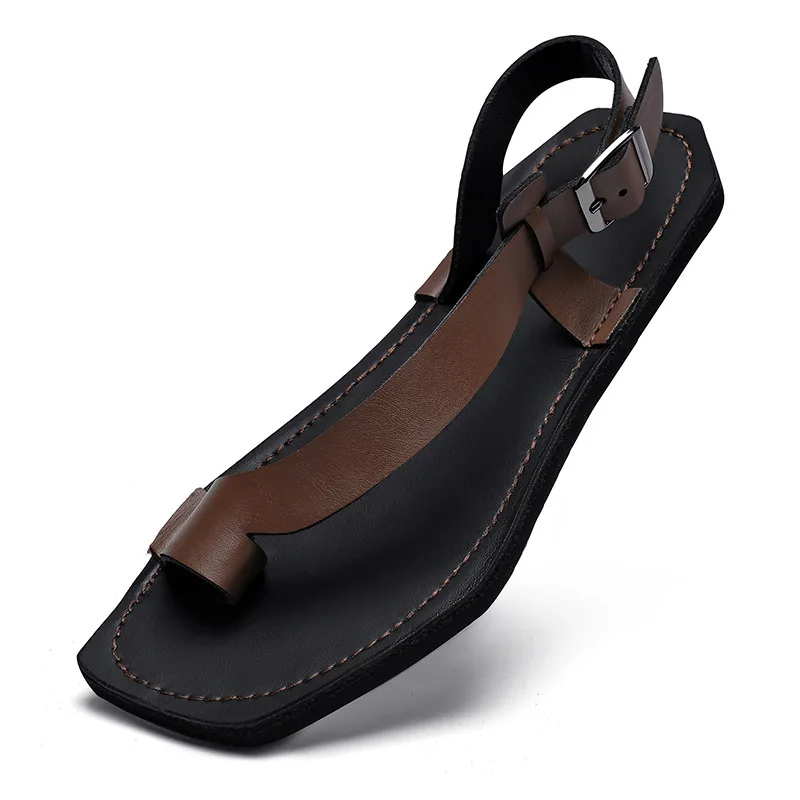 

New Men's Shoes Designer Summer Sandals Buckle Leather Soft Sole Non-slip Flip Flops Fashion EVA Men Casual Shoes High Quality