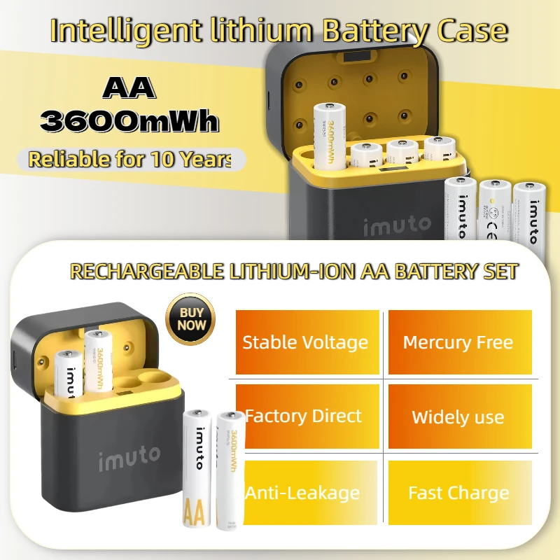 

3600mWh AA Lithium Rechargeable Batteries 4/8PCS 1.5V High Capacity 3600mWh Long-Lasting Batteries for Camera,Flashlight,Toys