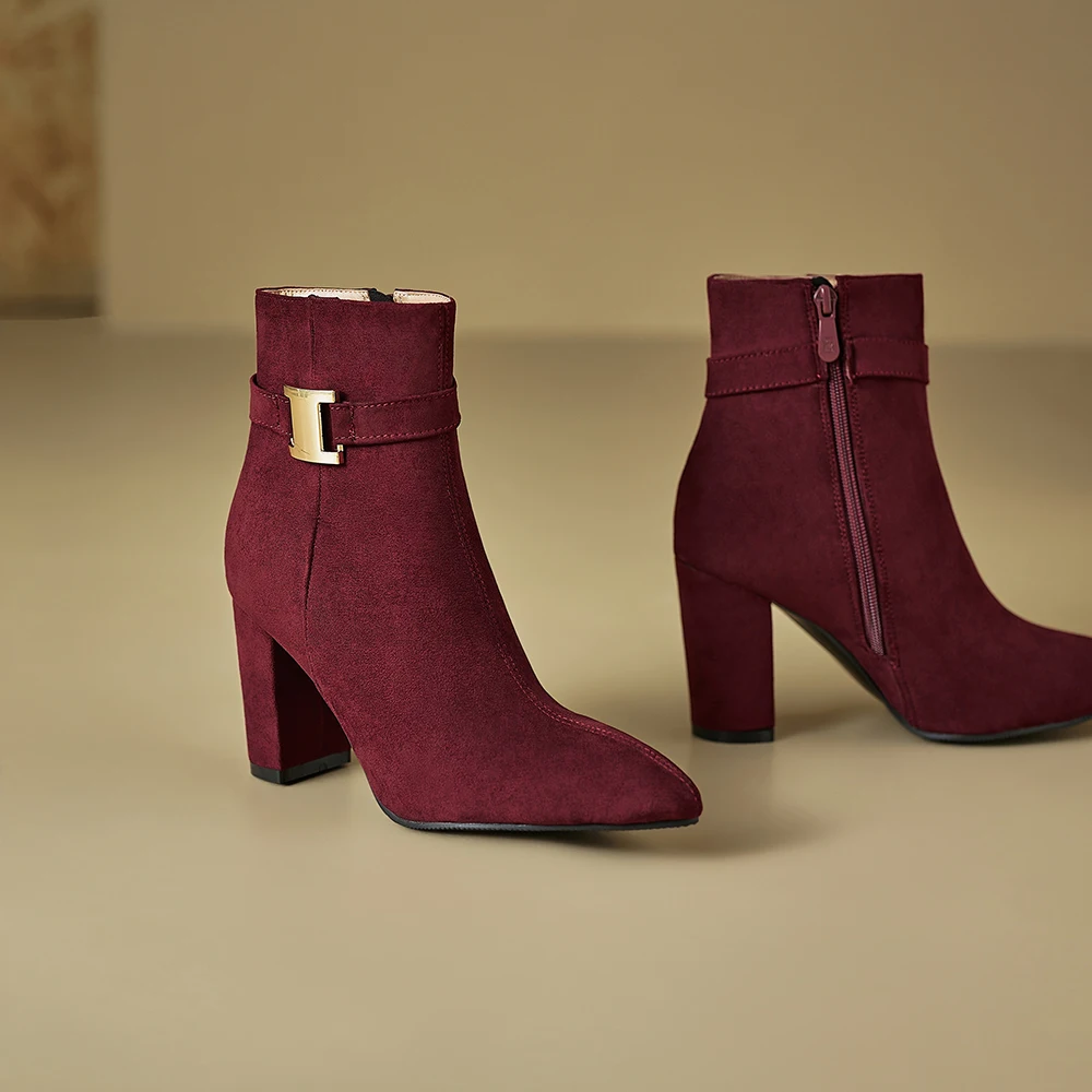 2026 Autumn Sexy Women Ankle Booties High Square Heel Oversized Office Lady Dress Shoes Large Small Plus Size 10 32 44 46 view 2