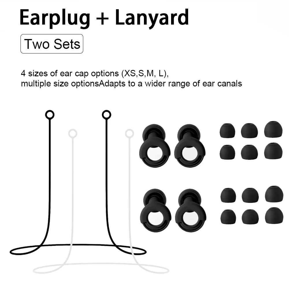 Noise Isolation Ear Plugs Bundle 2 Pairs Silicone Earplugs Plus Silicone Lanyard Washable Skin-friendly Waterproof Ear Guards fo
