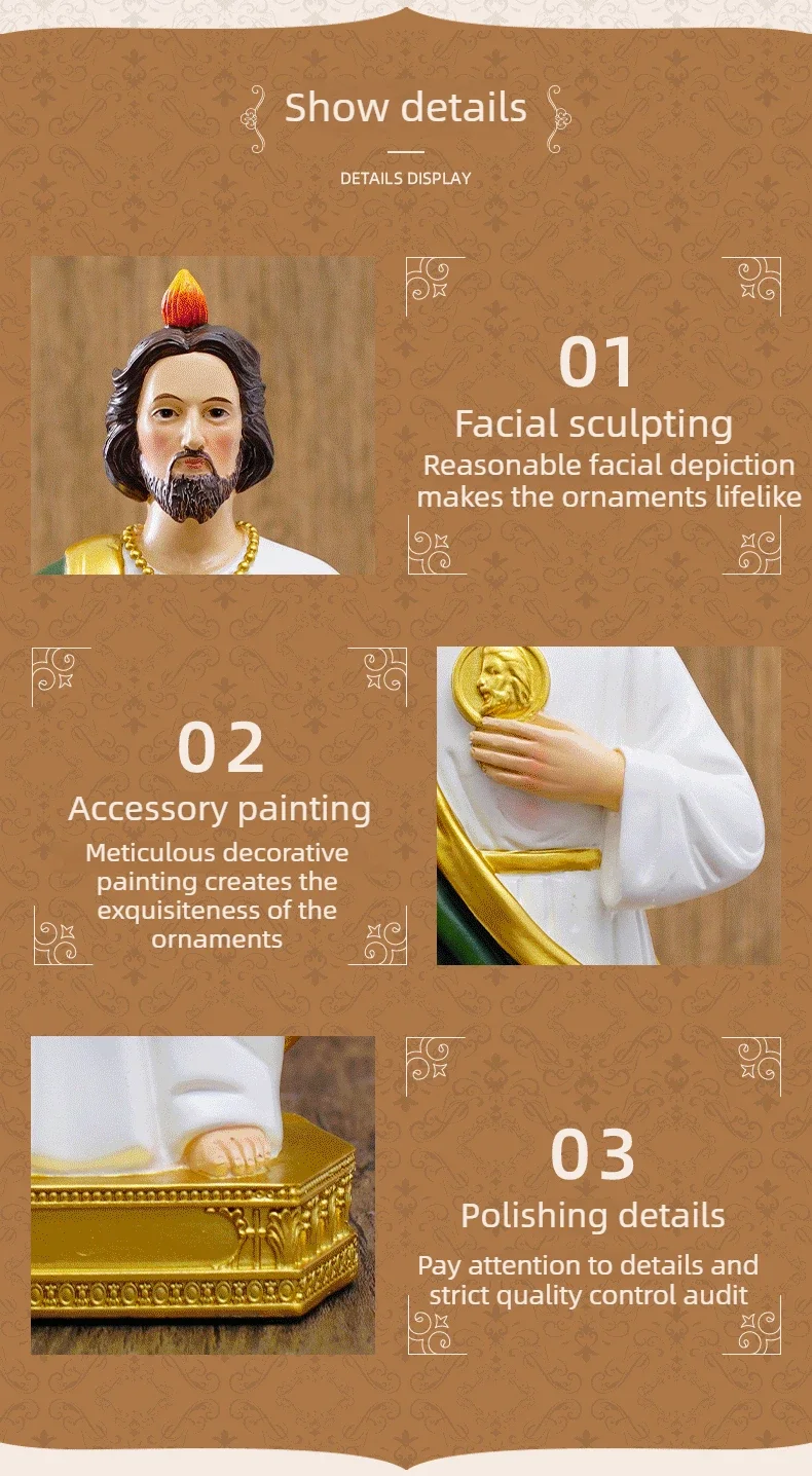 

30CMF92B Jude Statue Catholic Christian Hand Painted 1pc Holy Religious Figurine for Home Bedroom Church Decoration Gift