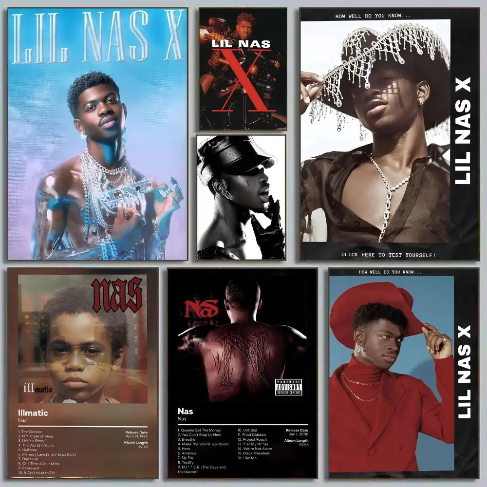 Pop Singer L-Lil Nas X Poster Self Adhesive Wall Art Decor for Bedroom Living Room Office Home Decor Gift