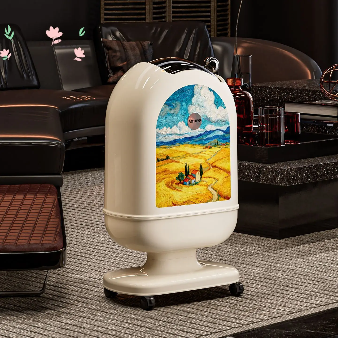 2026 new living room light luxury high-end trash can high value removable medieval paper basket