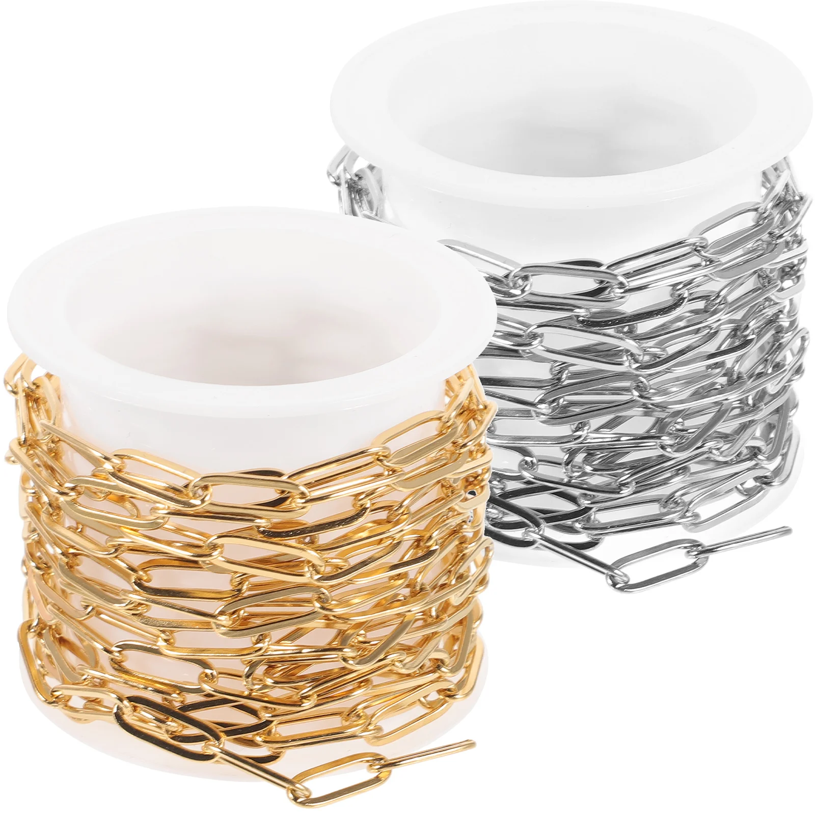

2 Pcs Bracelet Paper Clip Chain Necklace Chains Gold Jewelry Stainless Steel Paperclip