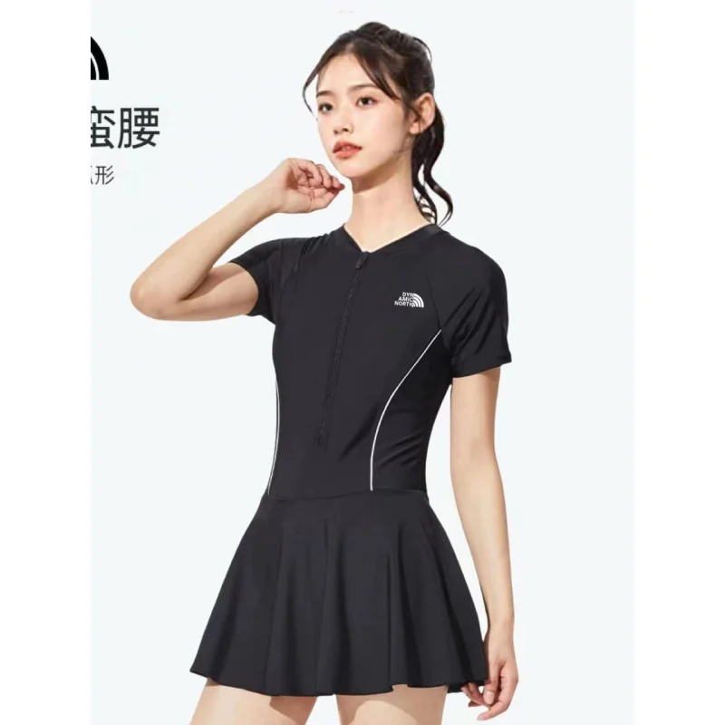 Minsu 2025 Hot Fashion Casual Sports Slim Fit Tummy Control Vacation One-Piece Swimsuit for Women Nylon Quick-Dry