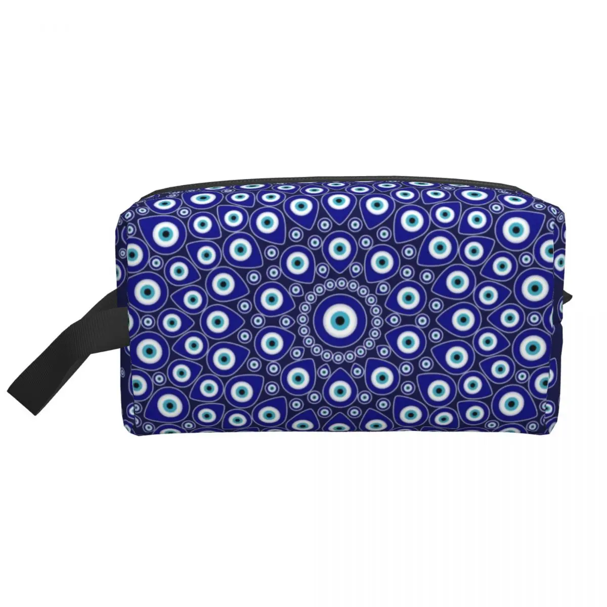 Custom Turkish Evil Eye Circular Makeup Bag for Women Travel Cosmetic Organizer Kawaii Nazar Tribes Amulet Storage Toiletry Bags