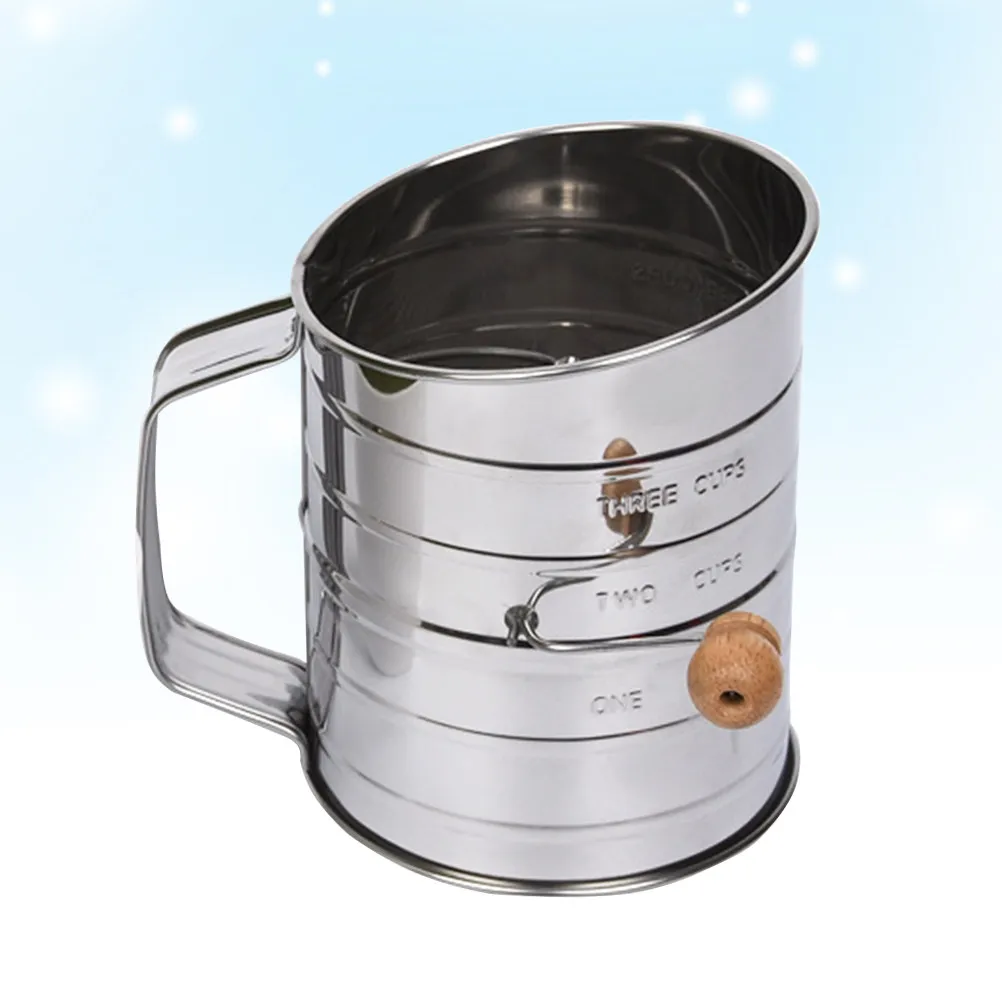 Premium Stainless Steel Flour Sifter Crank Style Mesh Sieve for Baking Icing Sugar Cocoa Almond Flour Sifting Strainer