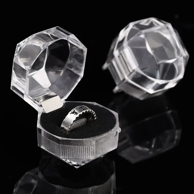 Portable Ring Box Earrings Simple Geometric Storage Case Convenient Rings Display Organizer Diamond Shape Acrylic Jewelry Box