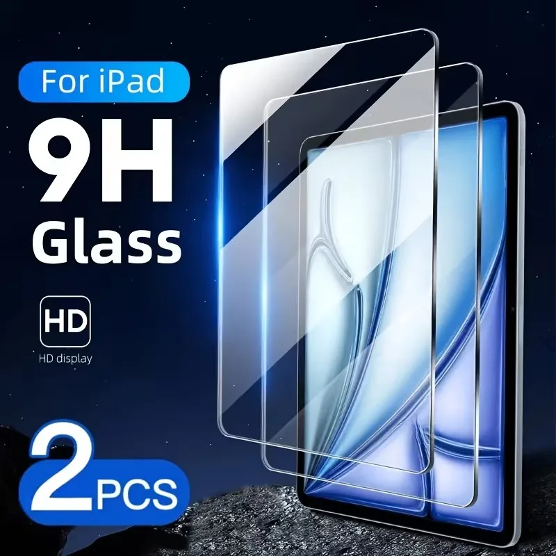 2 Stück 9H Panzerglas Displayschutzfolie für iPad Air 13 Zoll 11 Zoll Air 3 10. Generation A16 Pro 11 12.9 2018-2022