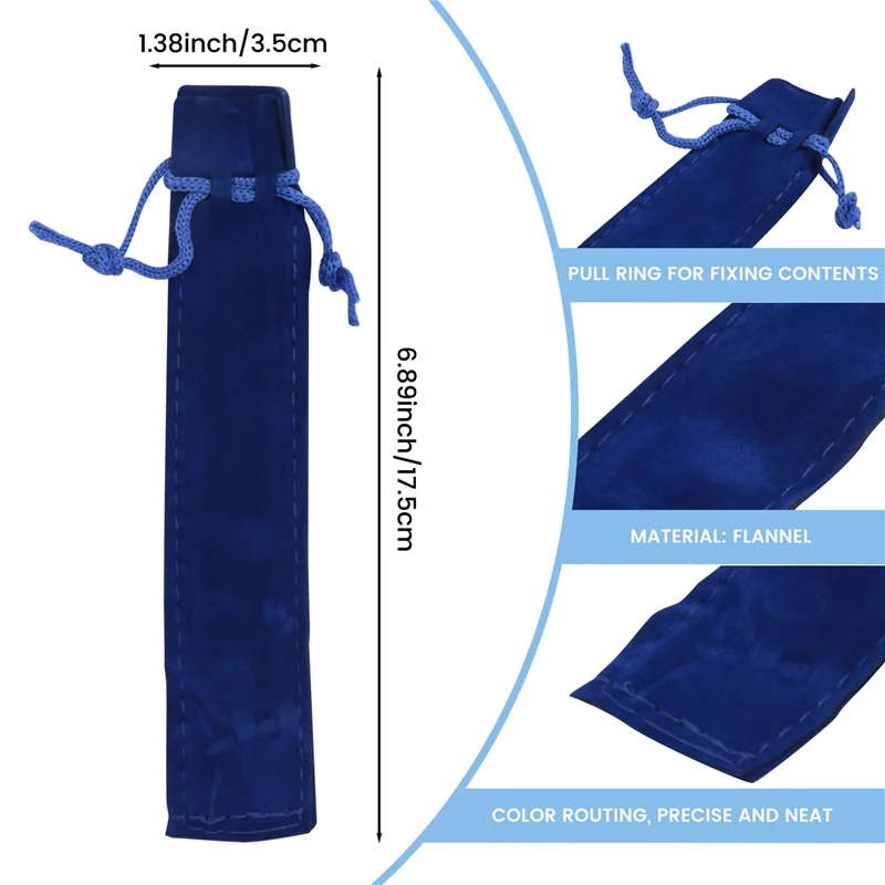 

A03V 50 шт. синий бархатный чехол для ручек, держатель на рукаве, сумка для одной ручки, сумка-карандаш