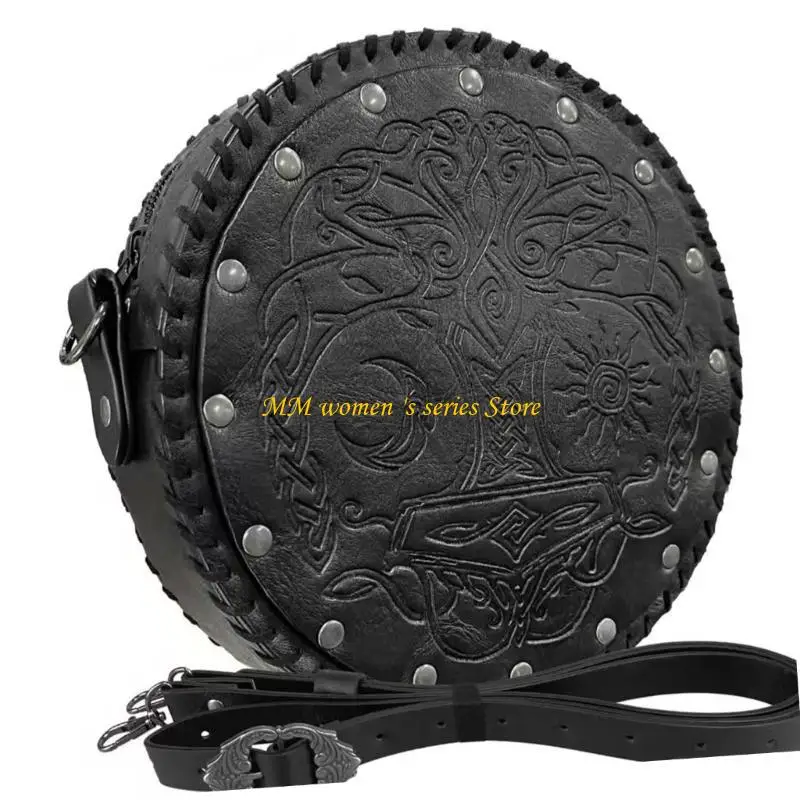 

Q39C Medieval Waist Bag With Leather Belt Embossed Leather Waist Pack For Women