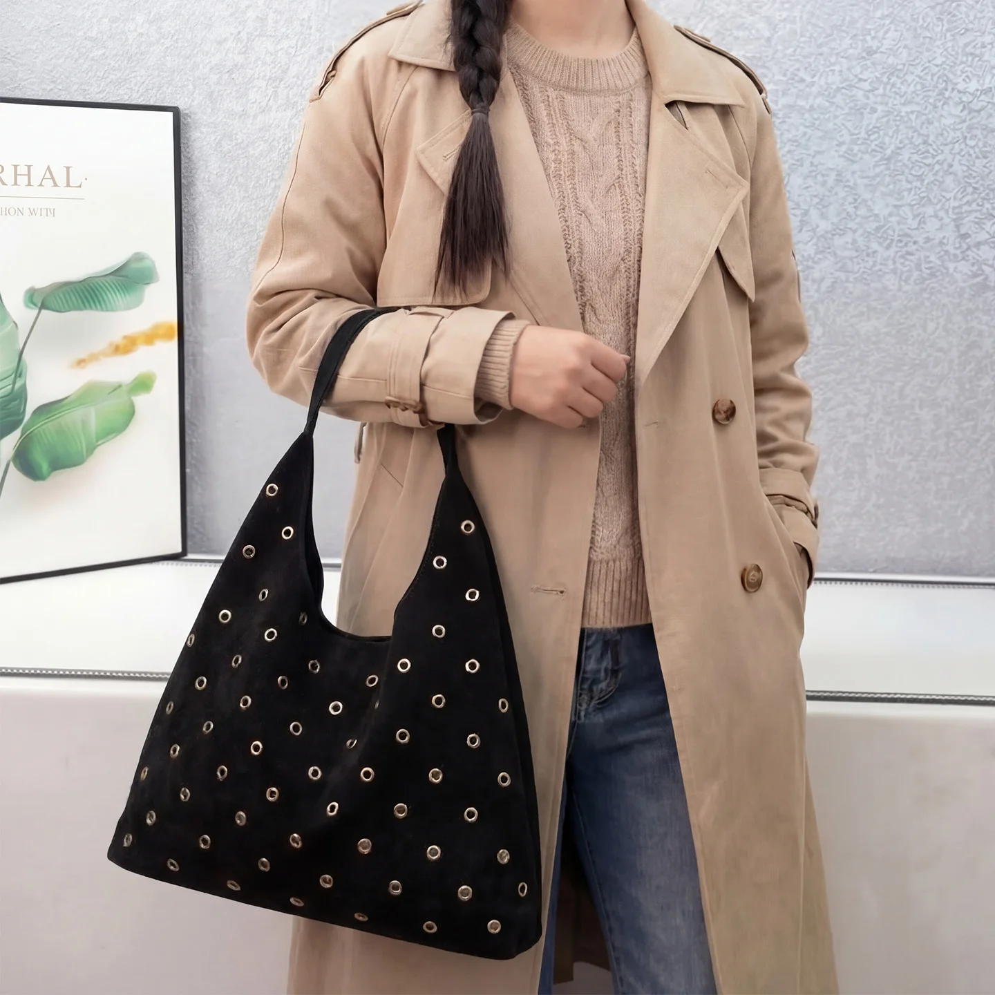 2026 تصميم تحسس حقائب متخصصة فو الجلد المدبوغ الجوف خارج مطرزة زيبر عادية حمل جودة عالية التنقل حقائب كتف متعددة الاستخدامات #4