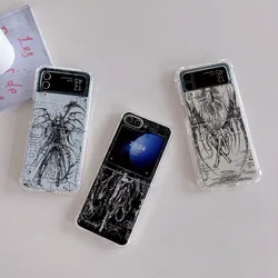 Retro Punk Angel Cool Phone Case for Samsung Galaxy Z Flip 3 4 Z Flip 5 6 Z Fold 4 5G PC Soft Anti-fall Back Cover