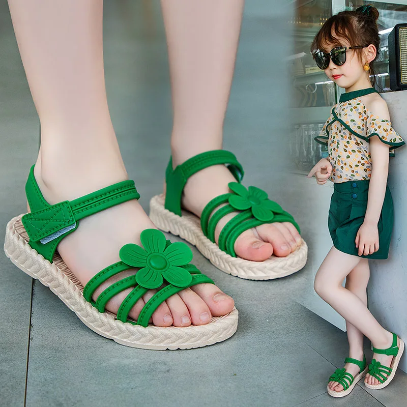 Summer Kids Shoes Fashion Sweet Princess Children Sandals for Girls Toddler Baby Soft Breathable Hoolow Out Flower Shoes