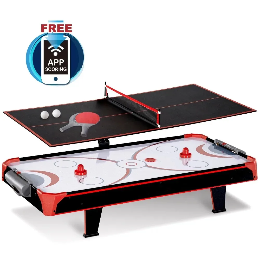 2 in 1 Multifunctional Indoor Hockey Table Ping Pong Table with Mobile APP Scores Children's Ice Hockey One piece shipped
