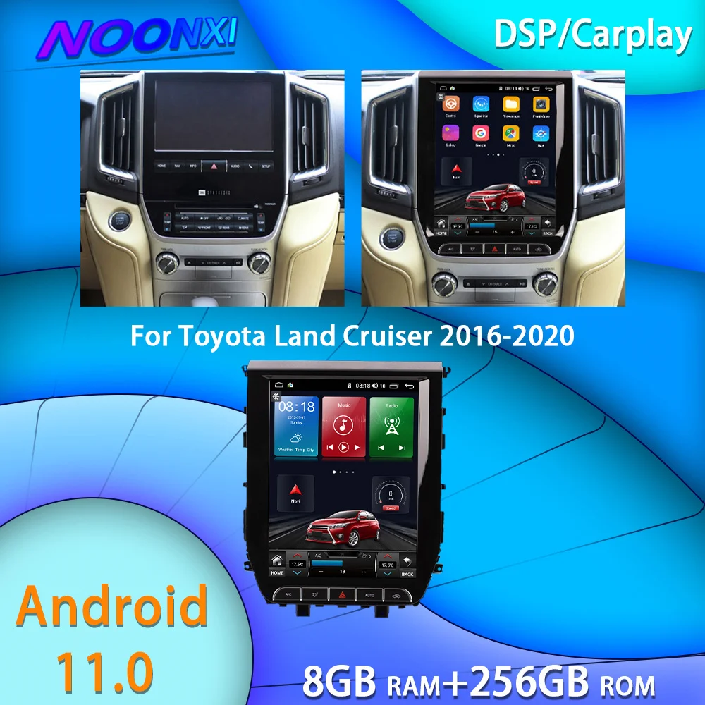 

8+256G Android11 For Toyota Land Cruiser 2016-2020Tesla Screen Car Radio Stereo Multimedia Player GPS Navigation 1 Din Head Unit