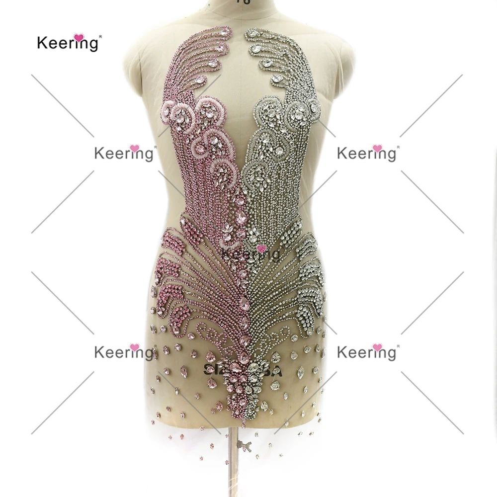 

Hand-made Rhinestone Body Applique Popular Big Crystal 15 Colors Wedding Panel Sew-On Hot Sale WDP-245