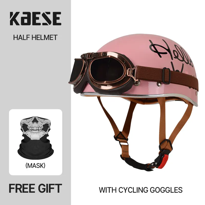 Unisex Motorcycle Helmet Scooter Biker Motorbike Racing Riding Helmet  Open Face Retro Vintage Casco For Woman Man