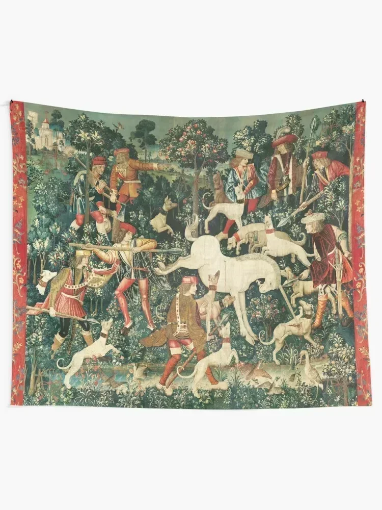 UNICORN DEFENDS ITSELF / Dogs and Other Animals,Green Floral Tapestry Home Decorations Aesthetic Room Decorations Tapestry