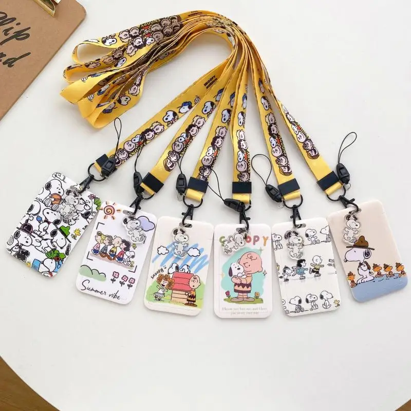 Kawaii Peanuts Snoopy Card Holders Hanging Rope Badge Holder Neck Strap Door Badge Card Case Id Card Holder Cute Gift For Girls