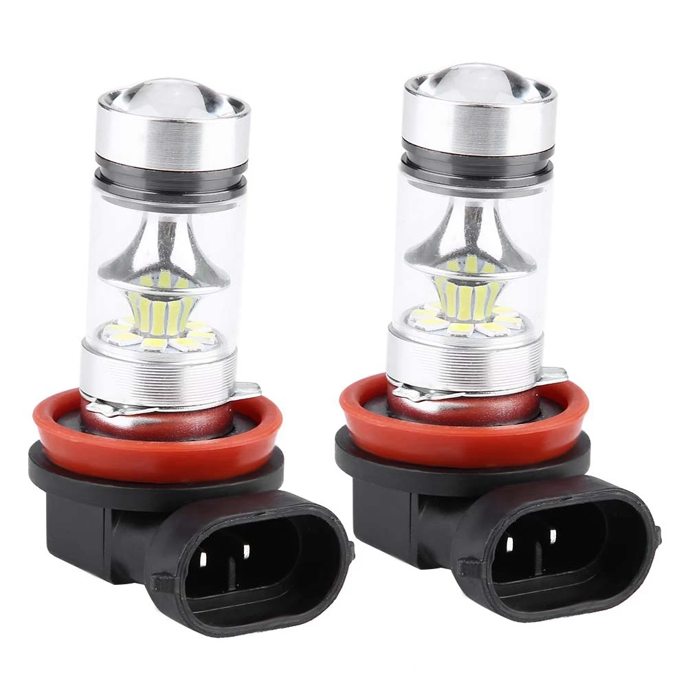 

2Pcs H8 H9 H11 LED Fog Light Bulbs 100W 6000K Super White Driving Lamp Conversion Kit for Car Truck SUV