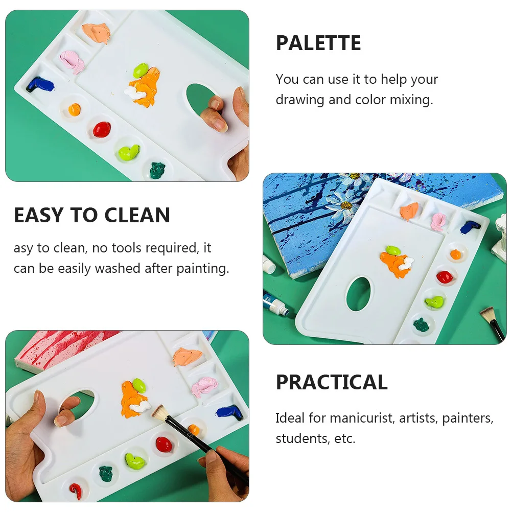 

4Pcs Paint Trays Plastic Pallets Durable Large 9-Grid Color Mixing Board for DIY Art Painting Artists Manicurists
