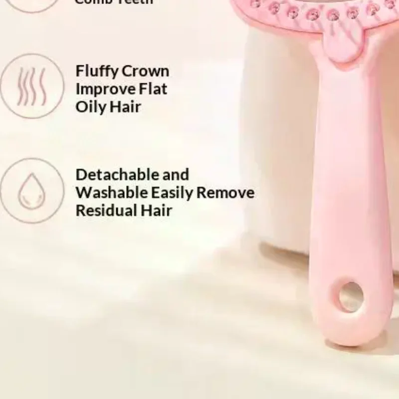 Cute Cat Ear Detangling Hair Brush Self Cleaning Design Soft Massage Bristles For Daily Hair Care Home Travel Use
