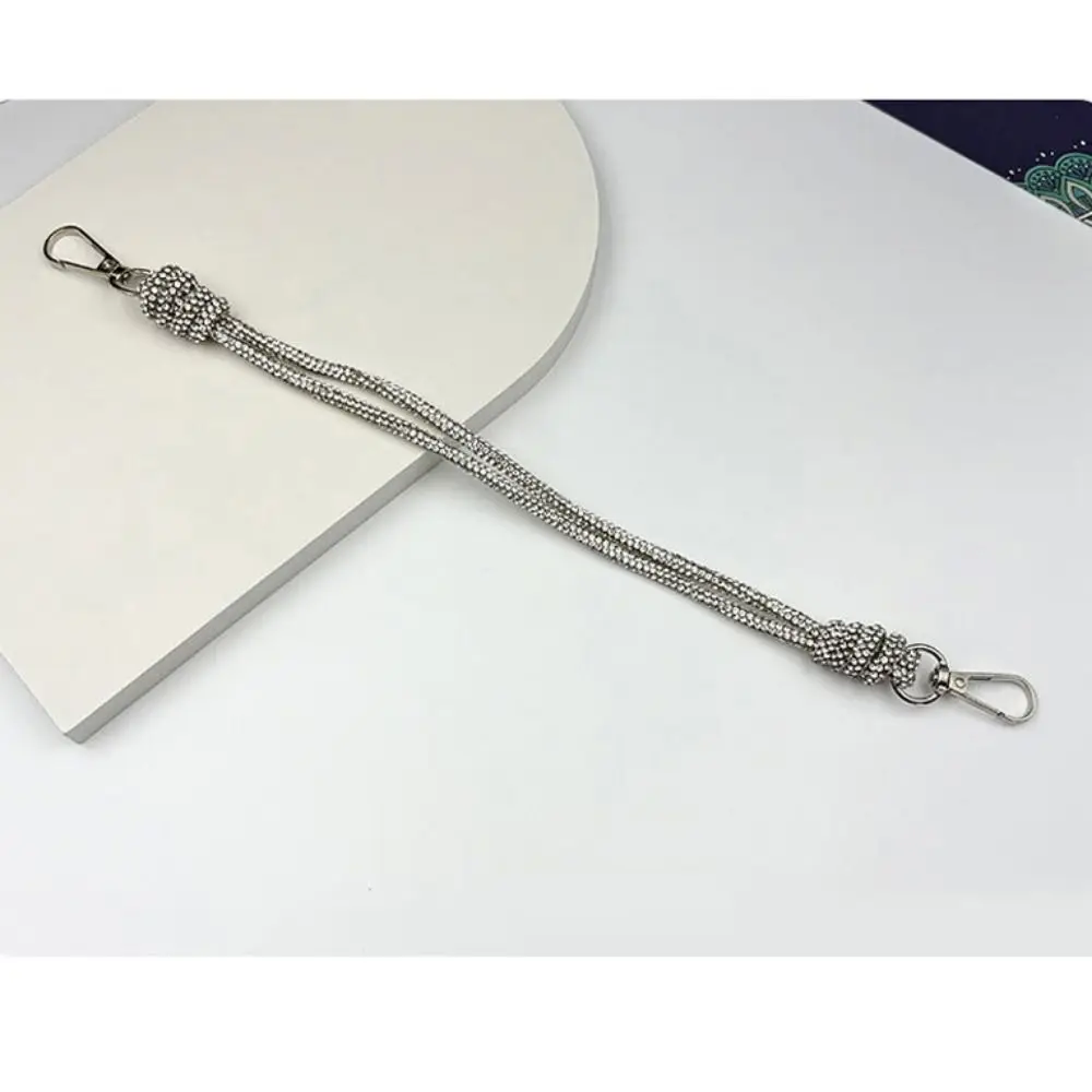 Rhinestone Embellished Handbag Chain Strap With Buckle Sparkling Rhinestone Bag Strap Shiny Loop Knot Closure Evening Bag