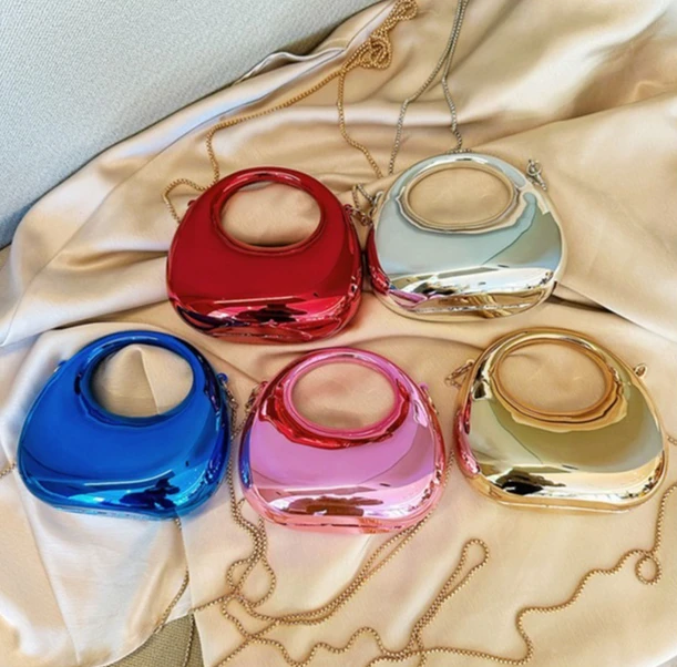 Spring and summer fashion chain mini bag, crescent moon acrylic bag, change children's bag, messenger bag