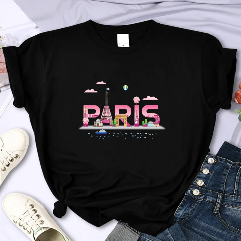 Paris For Women's Luxury Brand High-Quality Summer Printing T-shirt 100% Cotton Casual Oversized Y2k Personality Sleeve O-neck