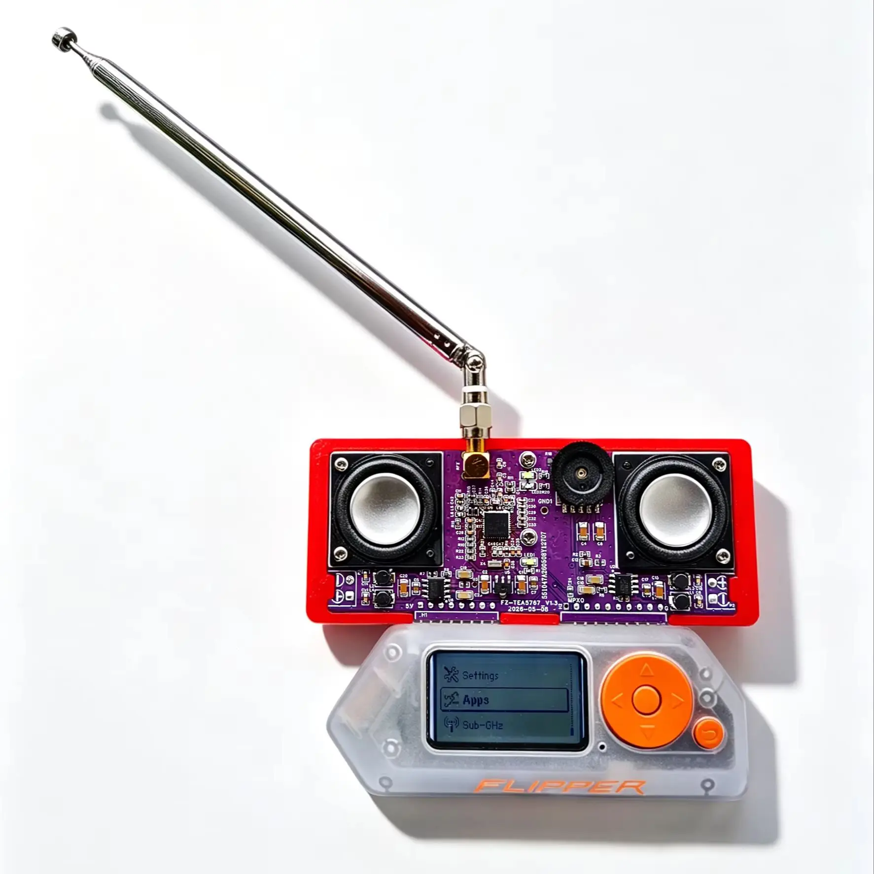 TEA5767 FM Stereo Radio Module for Flipper Zero Receiver Expansion Board with Dual Speakers & Telescopic Antenna Plug-and-Play A - view 3