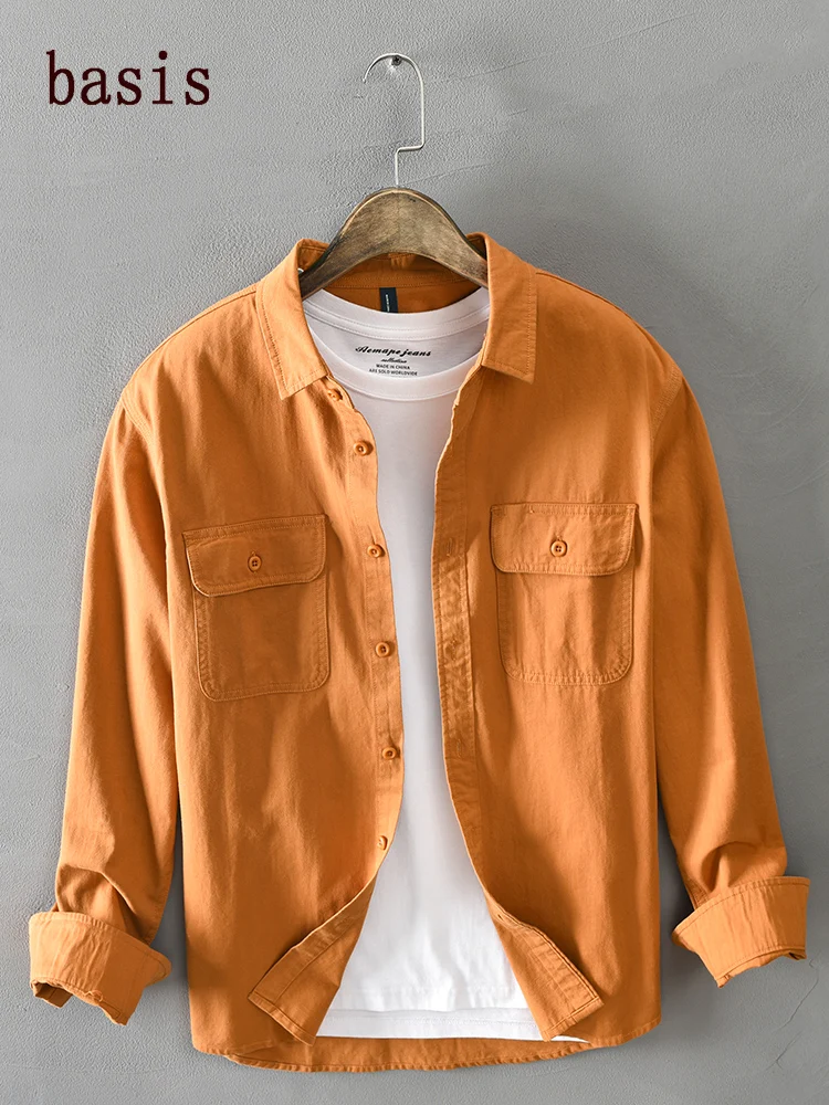 

Мужская повседневная одежда Long Sve Cotton irt, весенне-осенняя рабочая одежда с несколькими карманами Jaet Sli, универсальная молодежная модная одежда